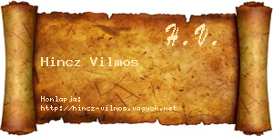 Hincz Vilmos névjegykártya